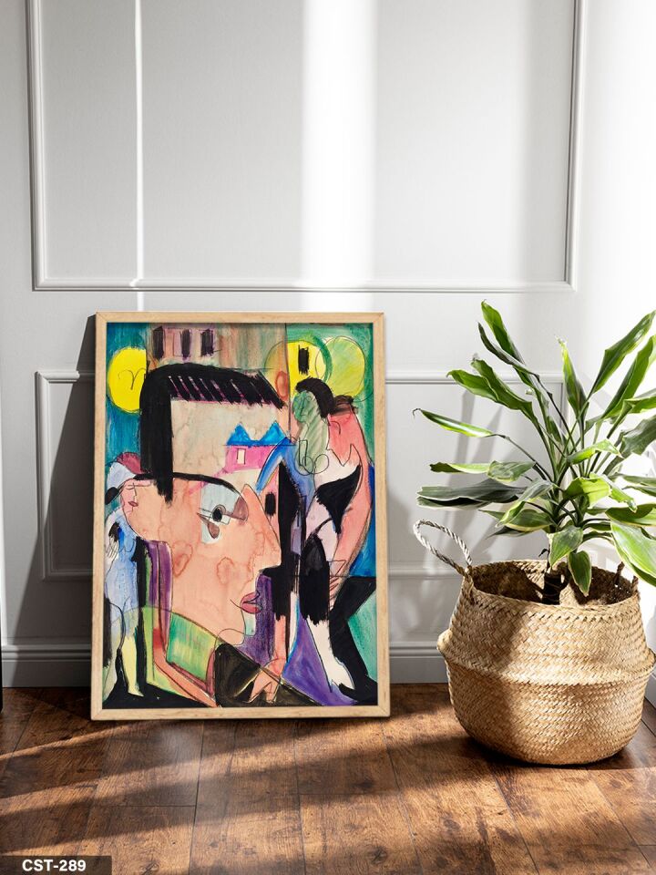 Ernst Ludwing Kirchner Self Portrait Tek Parça Ahşap Çerçeveli Tablo Naturel - 40 x 60 CM