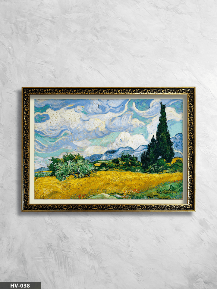 Selvili Çayır Vintage Desenli Premium Çerçeveli Tek Parça Tablo 75x55 CM HV
