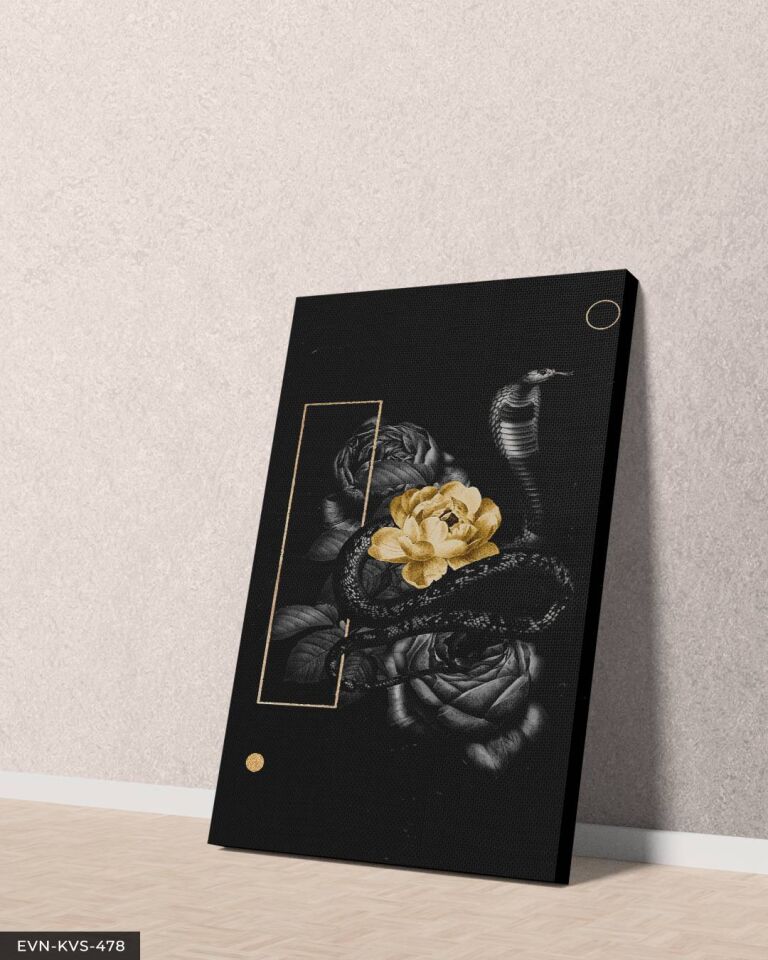 Gold Gül ve Yılan Tek Parça Kanvas - Canvas Tablo