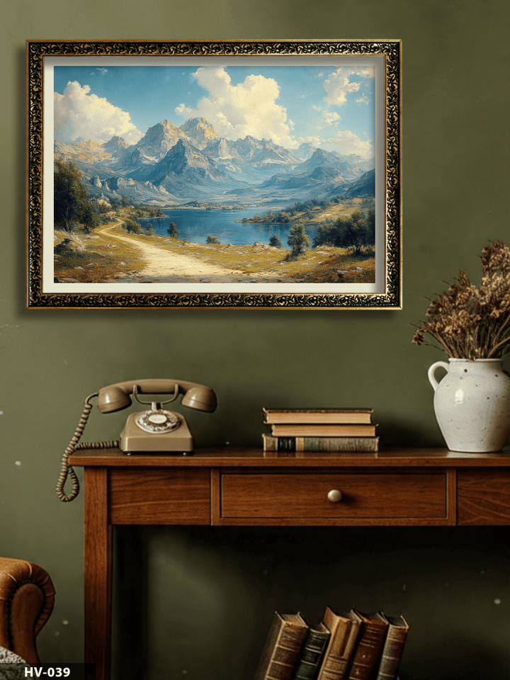 Doğa Manzarası Vintage Desenli Premium Çerçeveli Tek Parça Tablo 75x55 CM HV