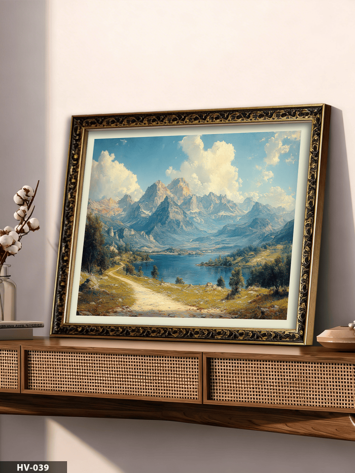 Doğa Manzarası Vintage Desenli Premium Çerçeveli Tek Parça Tablo 75x55 CM HV