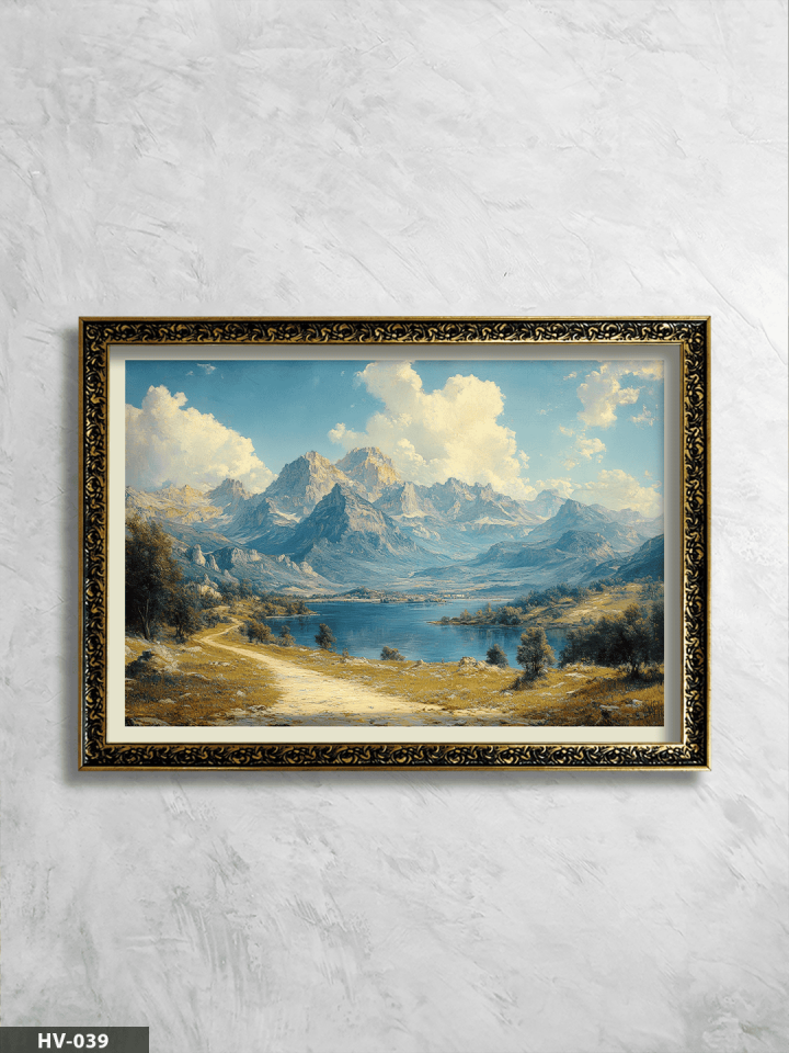Doğa Manzarası Vintage Desenli Premium Çerçeveli Tek Parça Tablo 75x55 CM HV