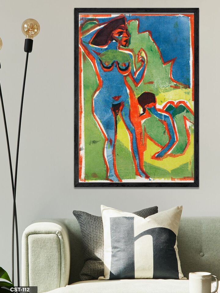 Renkli Figür Dans illüstrasyon Tek Parça Ahşap Çerçeveli Tablo Siyah - 20 x 30 CM