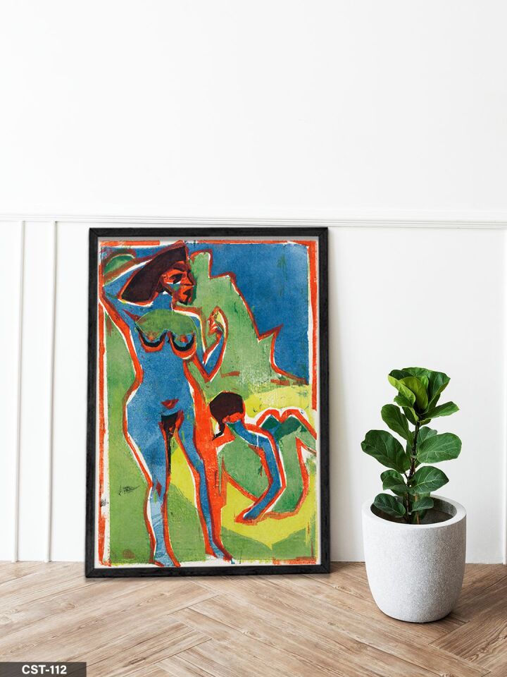 Renkli Figür Dans illüstrasyon Tek Parça Ahşap Çerçeveli Tablo Siyah - 20 x 30 CM