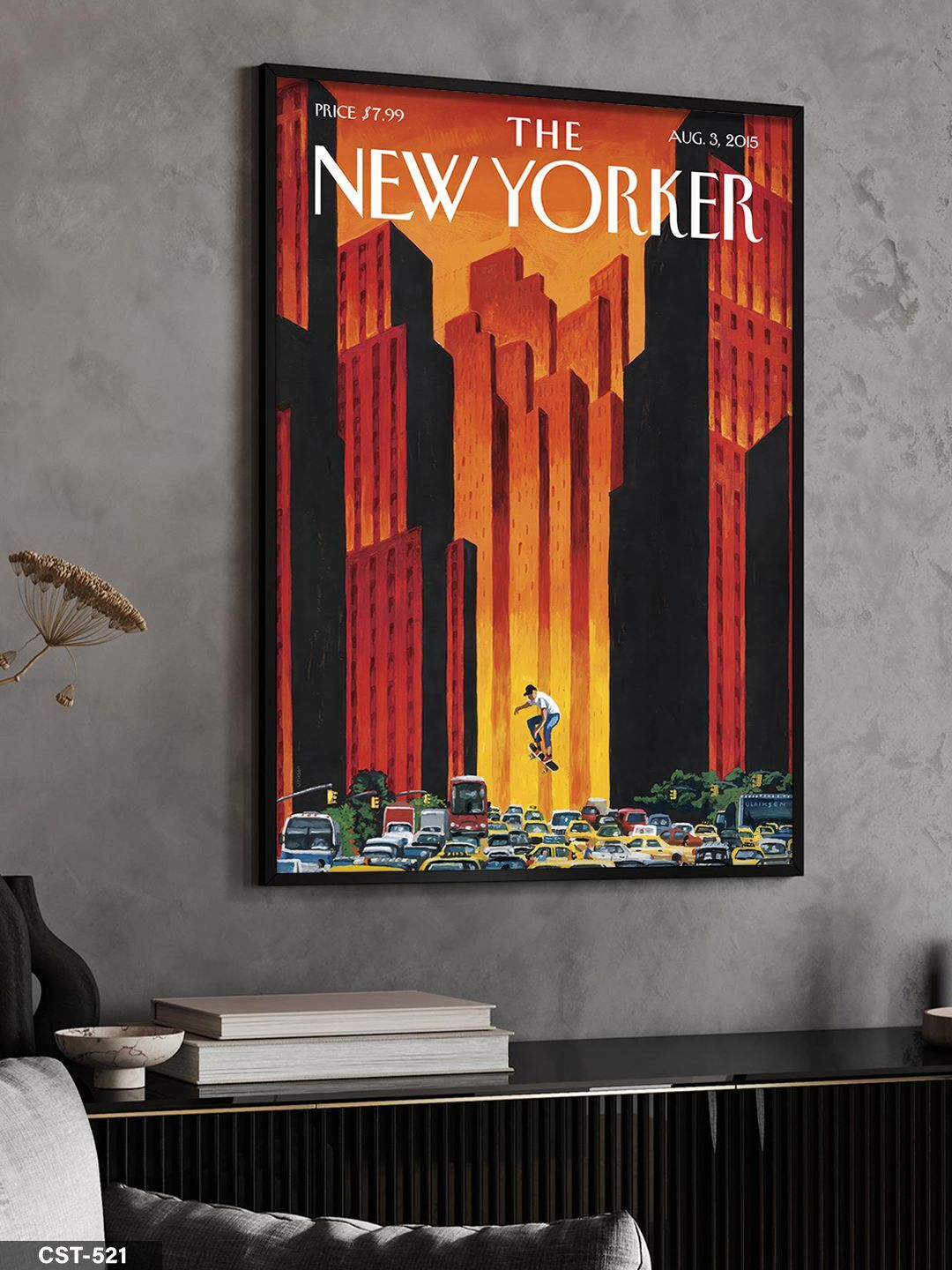 The New Yorker Poster Tek Parça Ahşap Çerçeveli Tablo Siyah - 30 x 40 CM