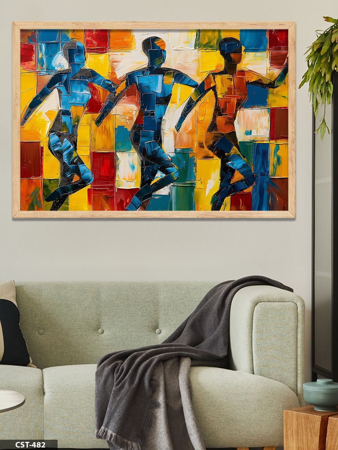 Renkli Adımlar Tek Parça Ahşap Çerçeveli Tablo Naturel - 20 x 30 CM