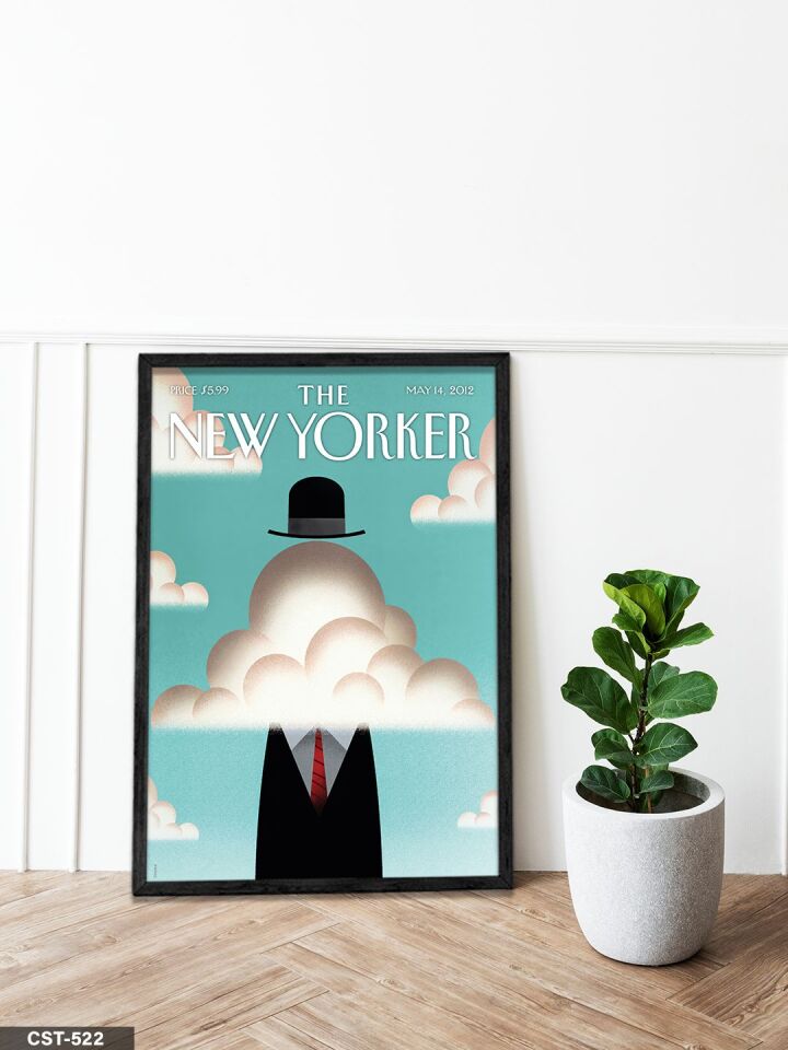 The New Yorker Poster Rene Magritte Tek Parça Ahşap Çerçeveli Tablo Siyah - 30 x 40 CM