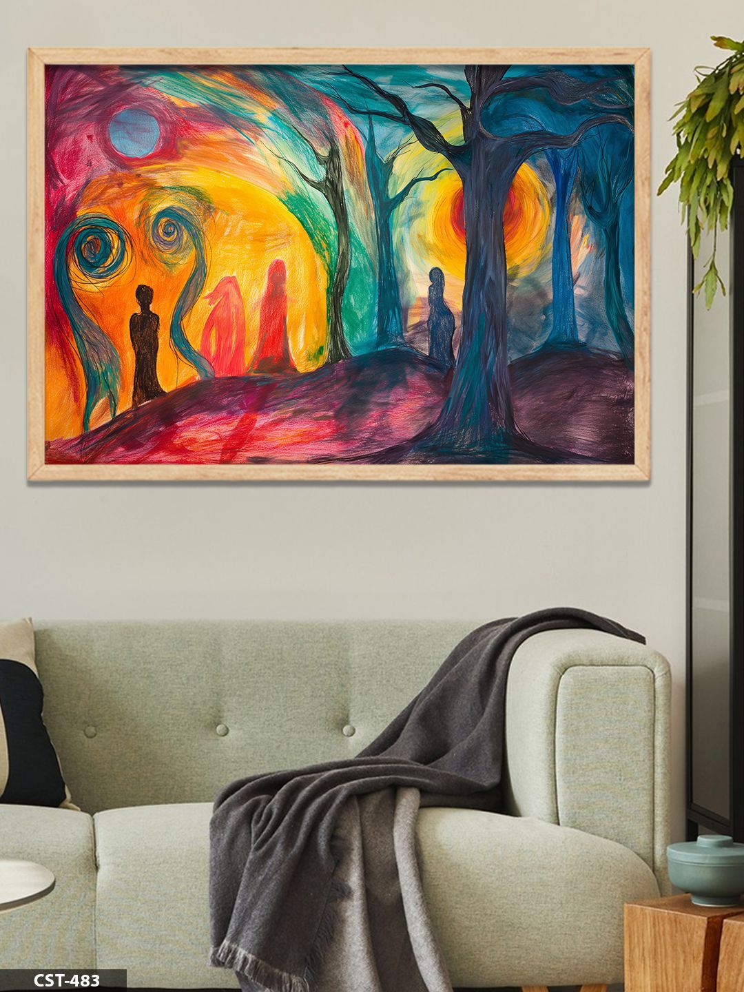 Renkli Orman Tek Parça Ahşap Çerçeveli Tablo Naturel - 20 x 30 CM