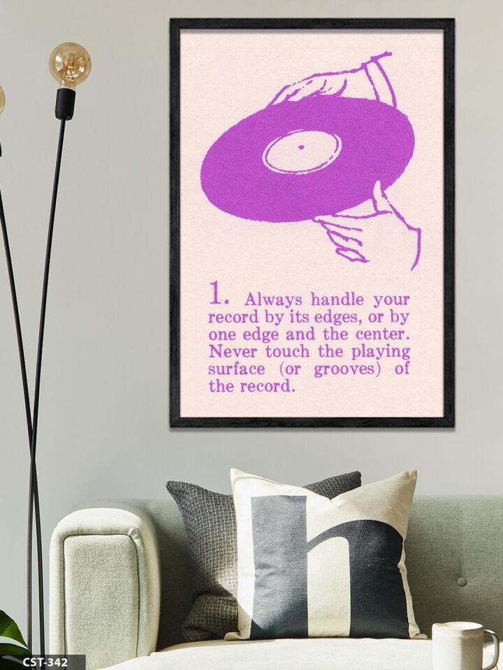 Pembe Plak Tek Parça Ahşap Çerçeveli Tablo Siyah - 50 x 70 CM