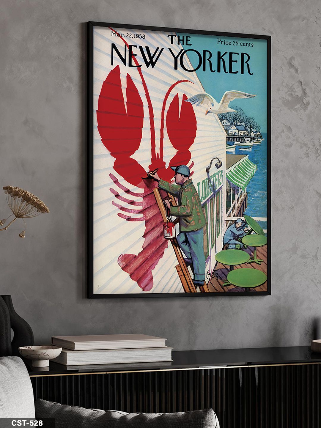 The New Yorker Poster Tek Parça Ahşap Çerçeveli Tablo Siyah - 30 x 40 CM