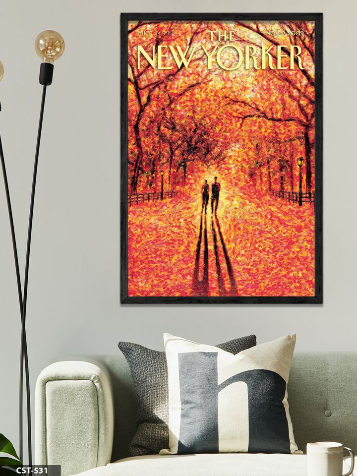 The New Yorker Poster Tek Parça Ahşap Çerçeveli Tablo Siyah - 30 x 40 CM
