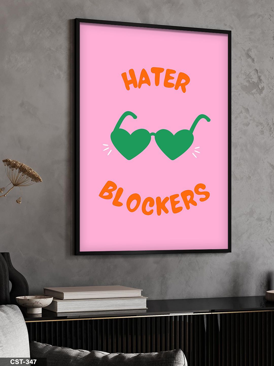 Hater Blockers Tek Parça Ahşap Çerçeveli Tablo Siyah - 50 x 70 CM