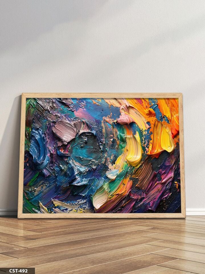 Fırça Darbeleri Tek Parça Ahşap Çerçeveli Tablo Naturel - 20 x 30 CM