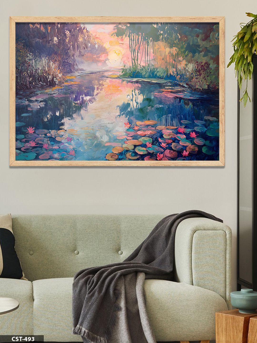 Gün Batımı Gölü Tek Parça Ahşap Çerçeveli Tablo Naturel - 20 x 30 CM