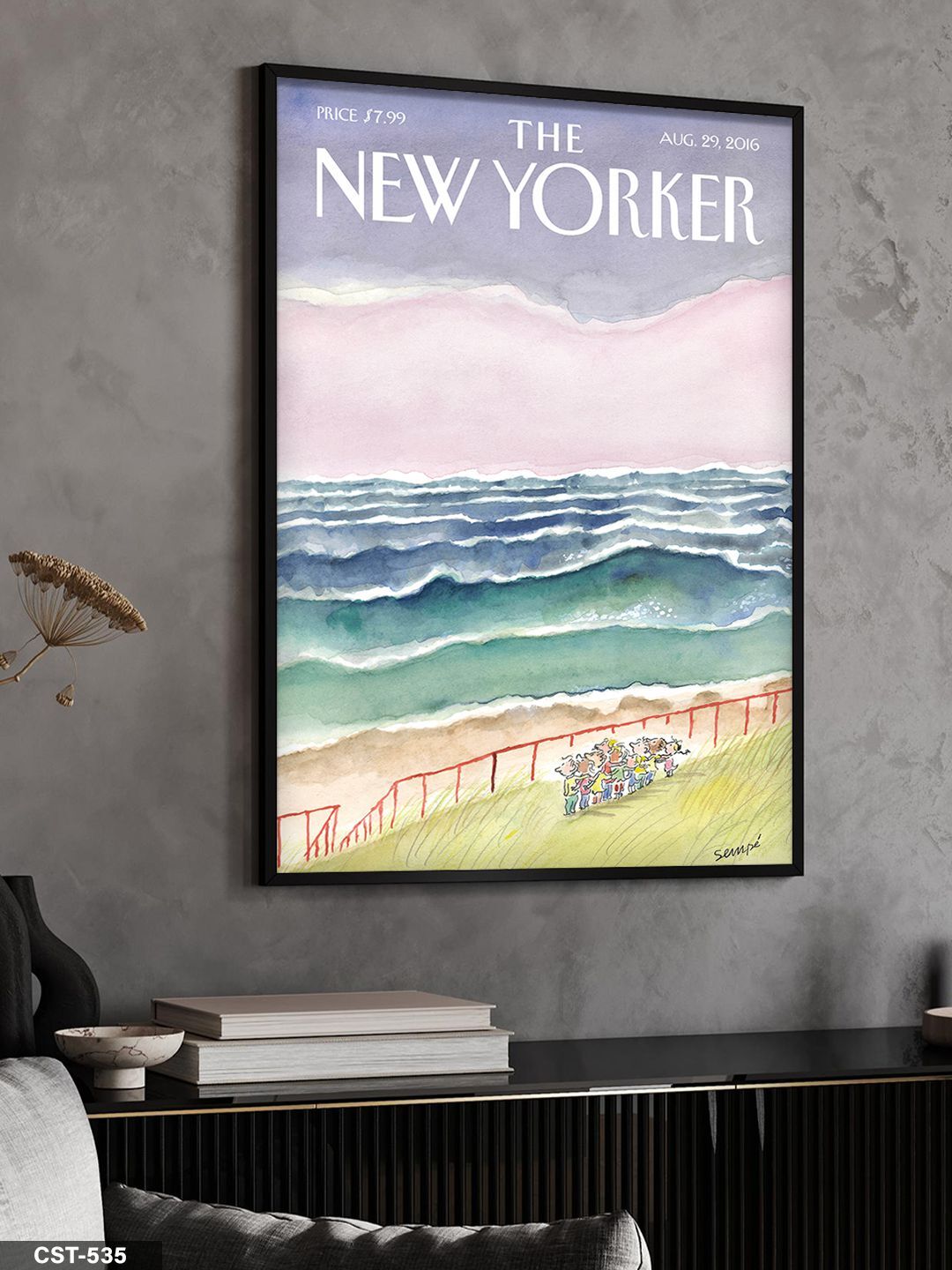 The New Yorker Poster Tek Parça Ahşap Çerçeveli Tablo Siyah - 30 x 40 CM