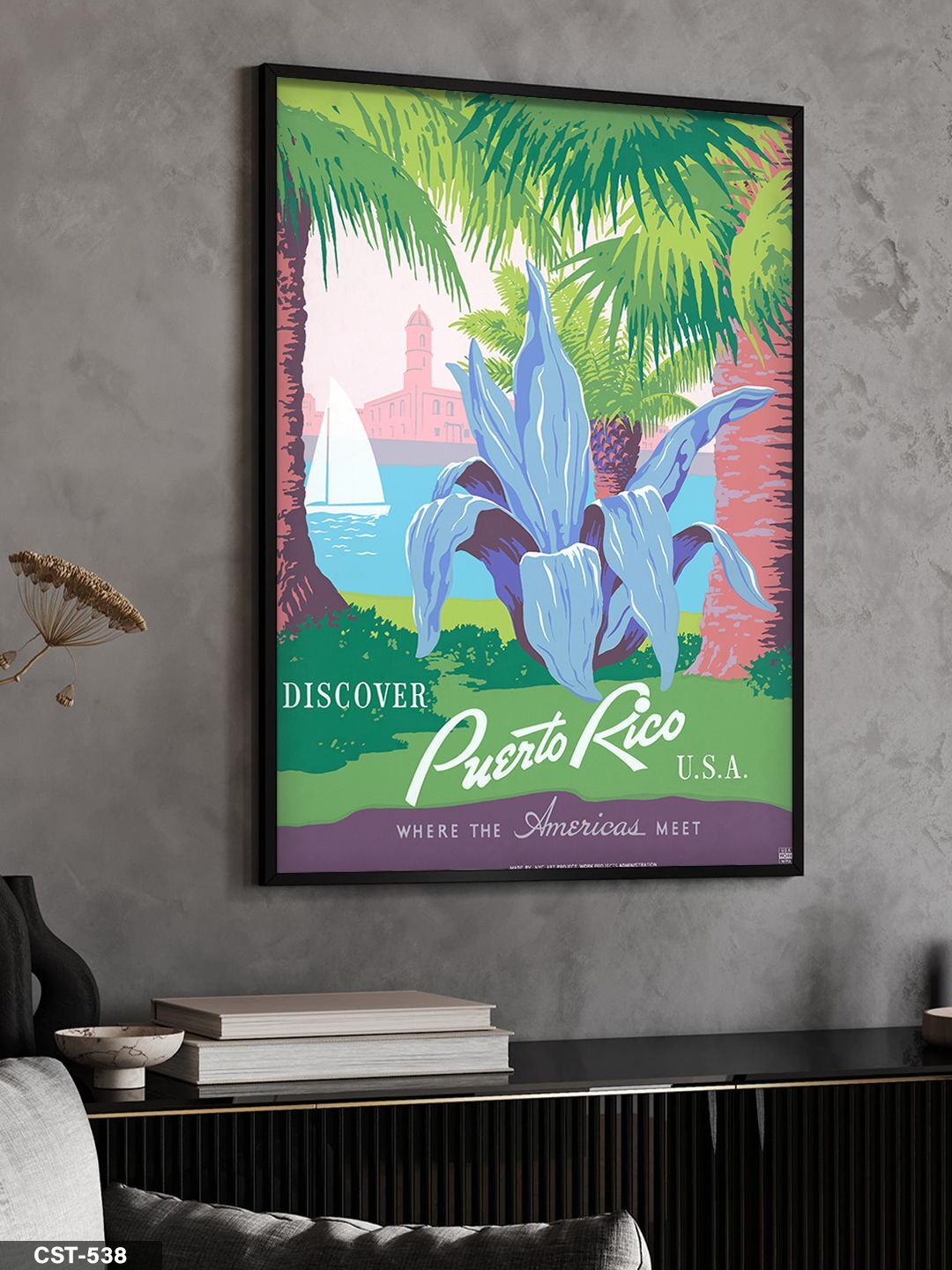 Puento Rico Tek Parça Ahşap Çerçeveli Tablo Siyah - 30 x 40 CM