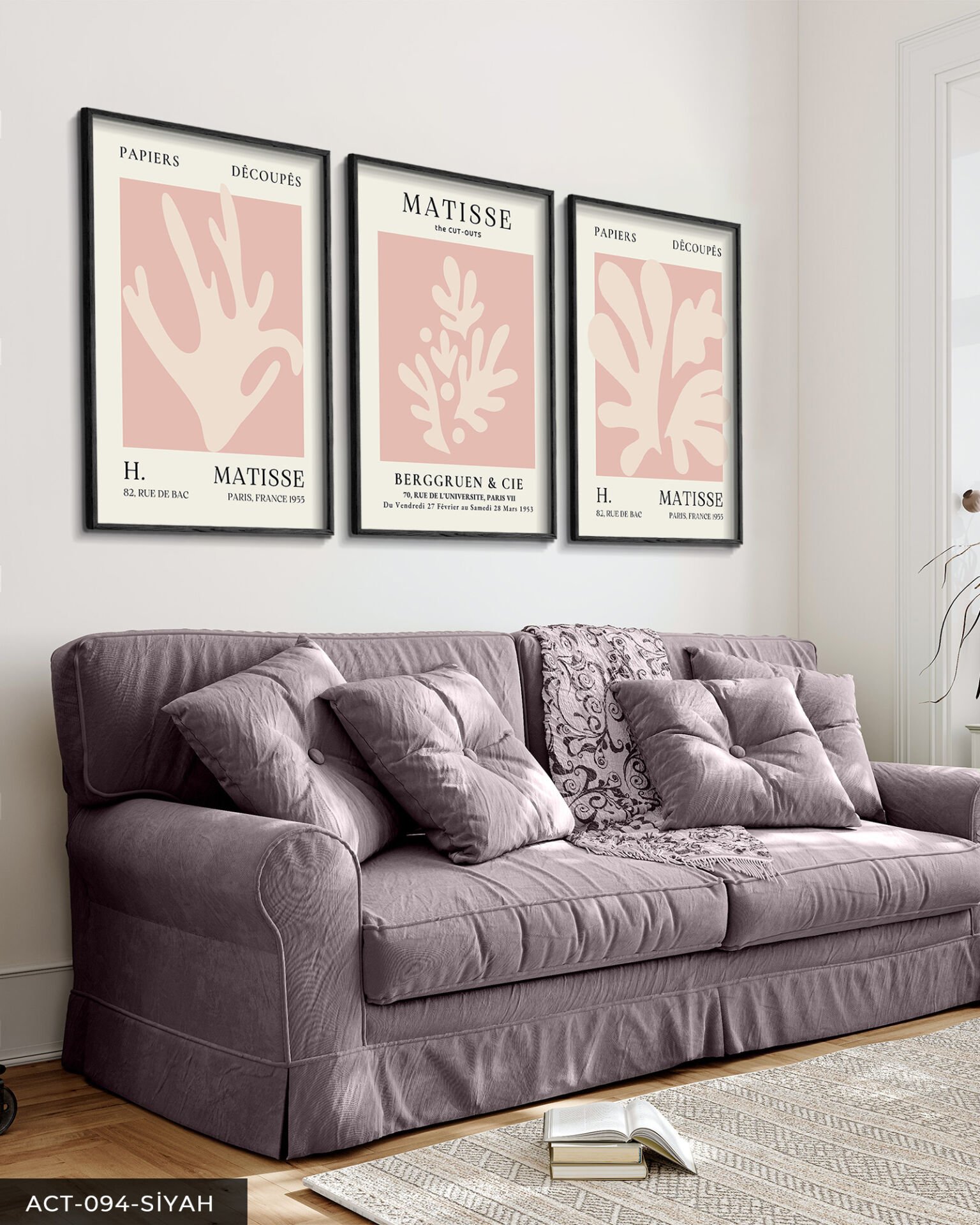Matisse Berggruen & Cie 3 Parça Ahşap Çerçeveli Tablo Siyah - 40 x 60 CM