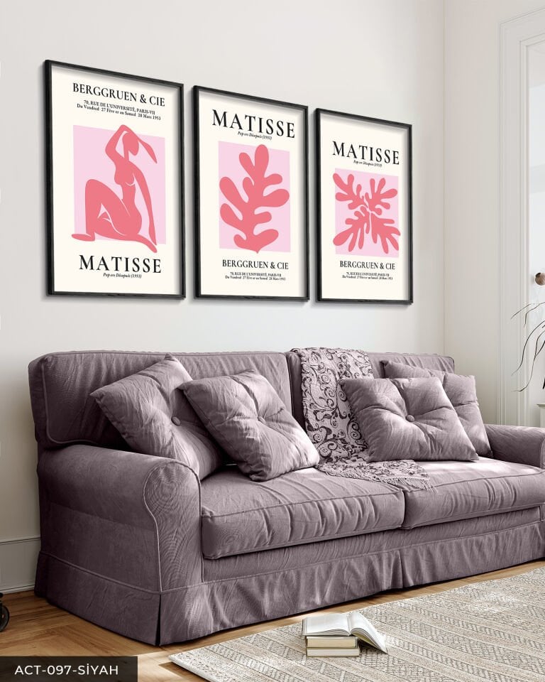 Matisse Berggruen & Cie 3 Parça Ahşap Çerçeveli Tablo Siyah - 40 x 60 CM