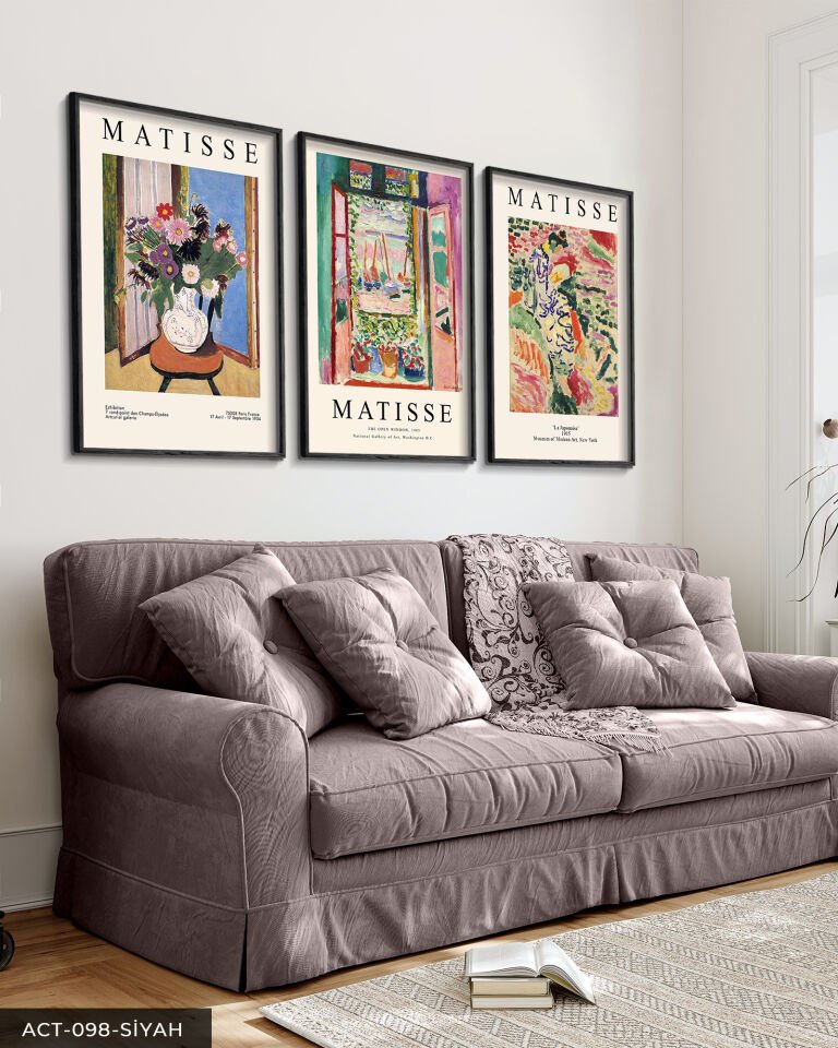Matisse Art 3 Parça Ahşap Çerçeveli Tablo Siyah - 40 x 60 CM