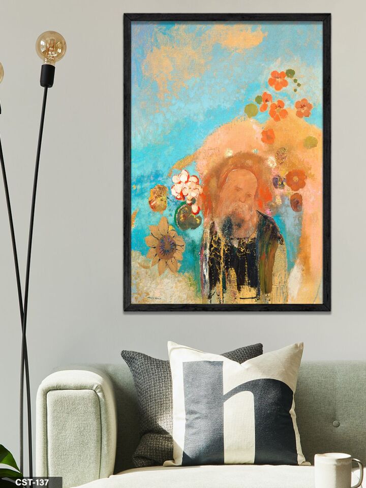 Soyut Turuncu Figürlü Tek Parça Ahşap Çerçeveli Tablo Siyah - 20 x 30 CM