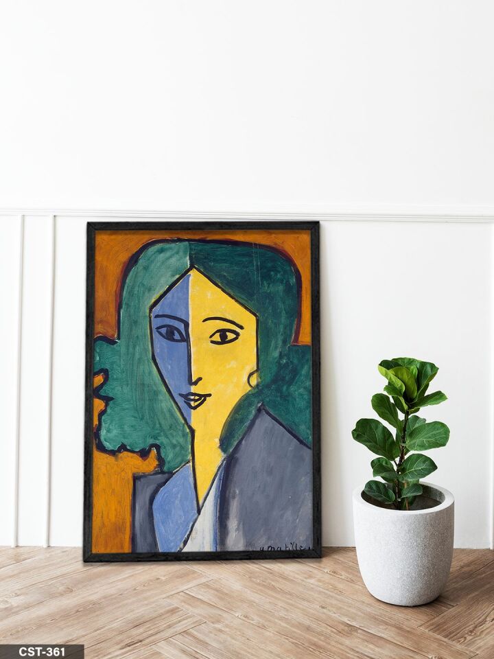 Henri Matisse Portrait Of Lydia Delectorskaya Tek Parça Ahşap Çerçeveli Tablo Siyah - 50 x 70 CM