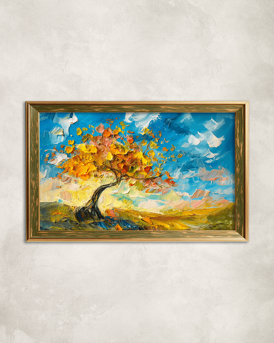 Renklerin Ağacı Premium Çerçeveli Tek Parça Tablo 65X110 cm PRM Yeşil