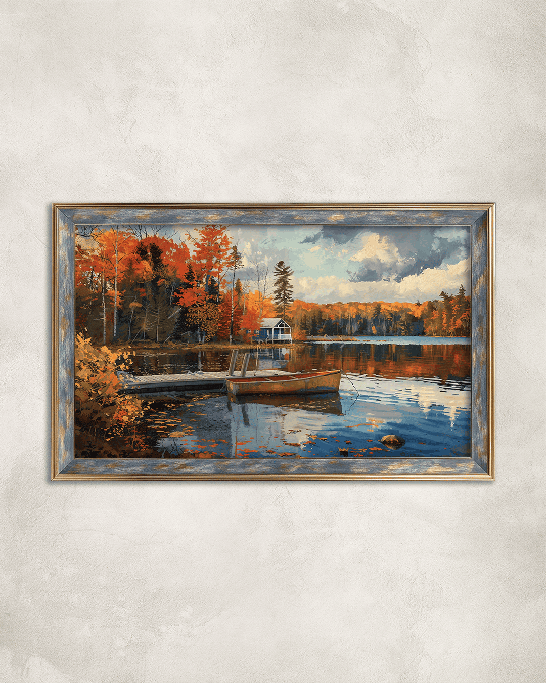 Yağlı Boya Görünümlü Kayık Premium Çerçeveli Tek Parça Tablo 65X110 cm PRM