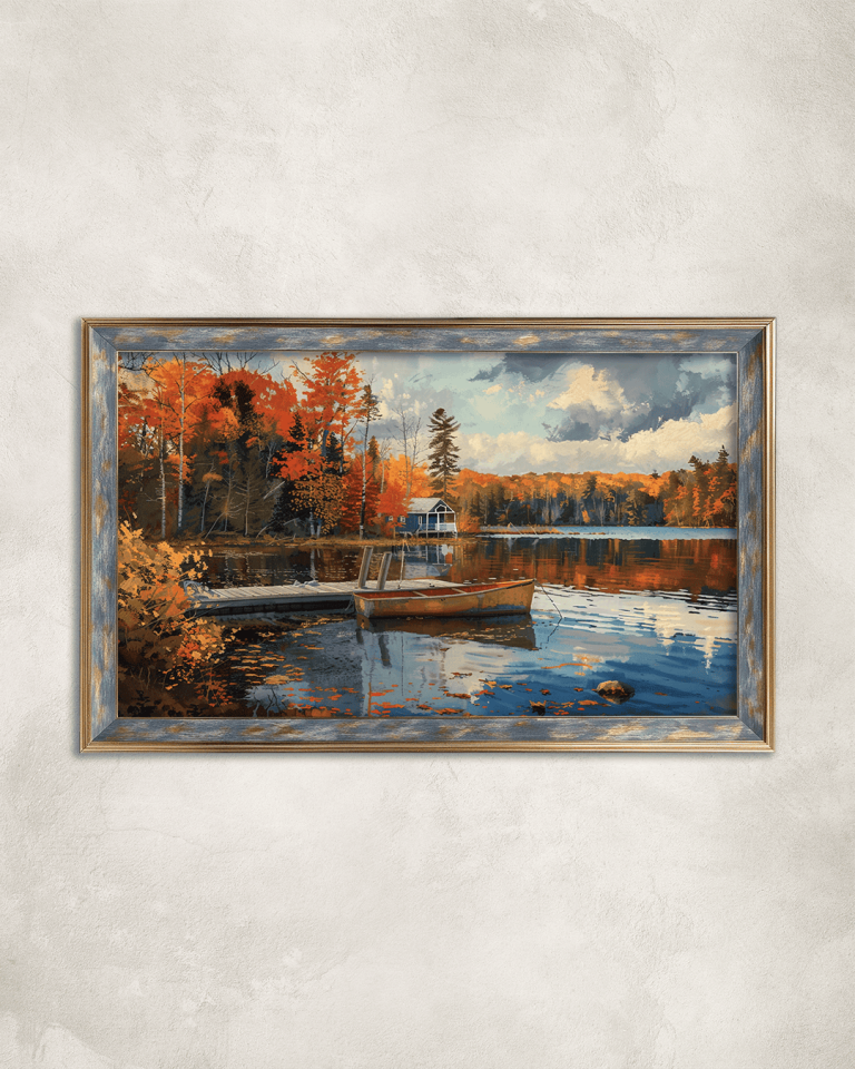 Yağlı Boya Görünümlü Kayık Premium Çerçeveli Tek Parça Tablo 65X110 cm PRM