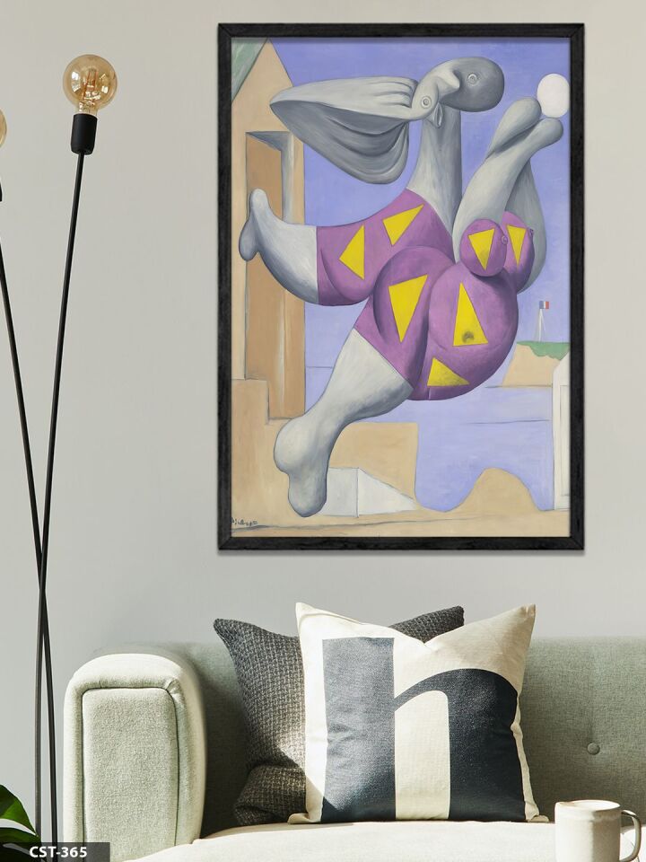 Pablo Picasso Bather Wıth Beach Ball Tek Parça Ahşap Çerçeveli Tablo Siyah - 50 x 70 CM