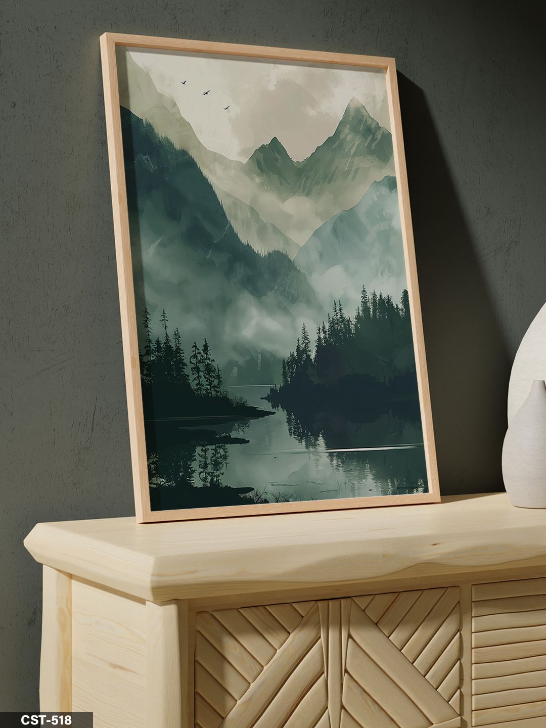 Yansıma Manzara Tek Parça Ahşap Çerçeveli Tablo Naturel - 20 x 30 CM