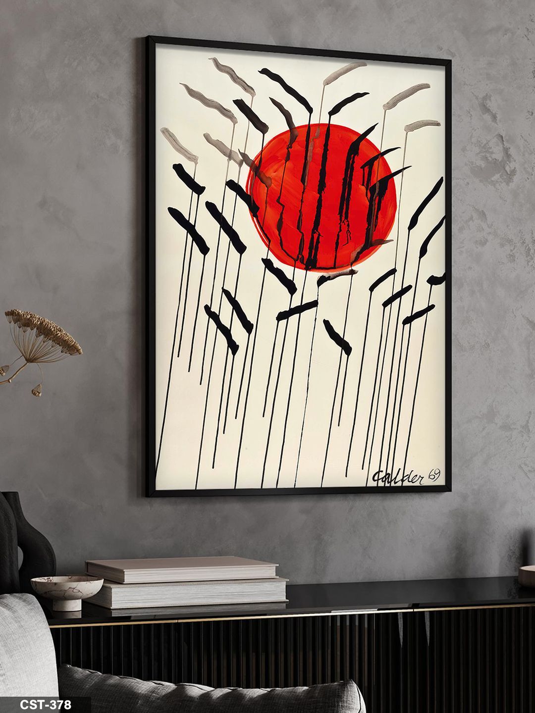 Alexander Calder Calder 69 Tek Parça Ahşap Çerçeveli Tablo Siyah - 50 x 70 CM