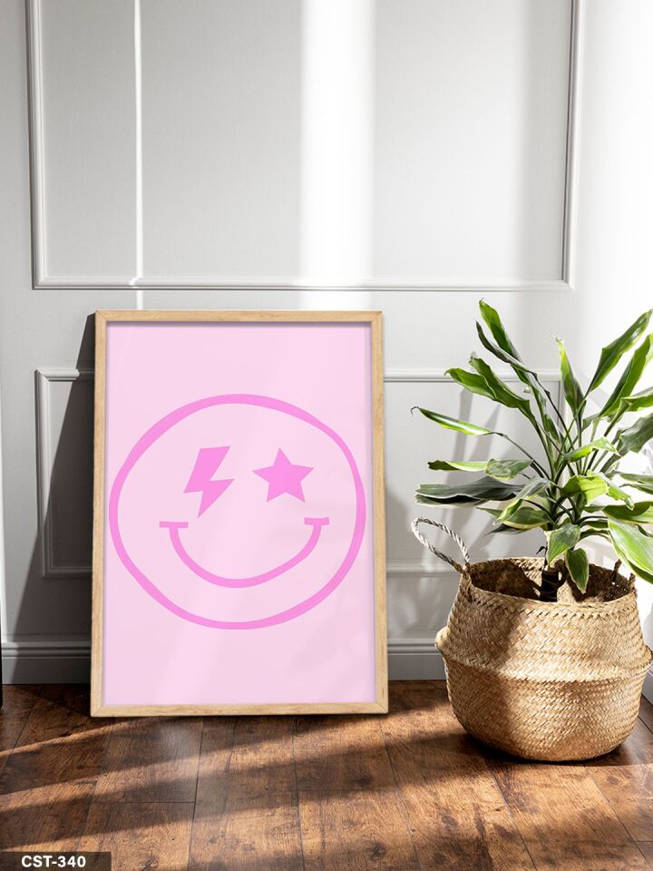 Pembe Gülenyüz Tek Parça Ahşap Çerçeveli Tablo Naturel - 40 x 60 CM