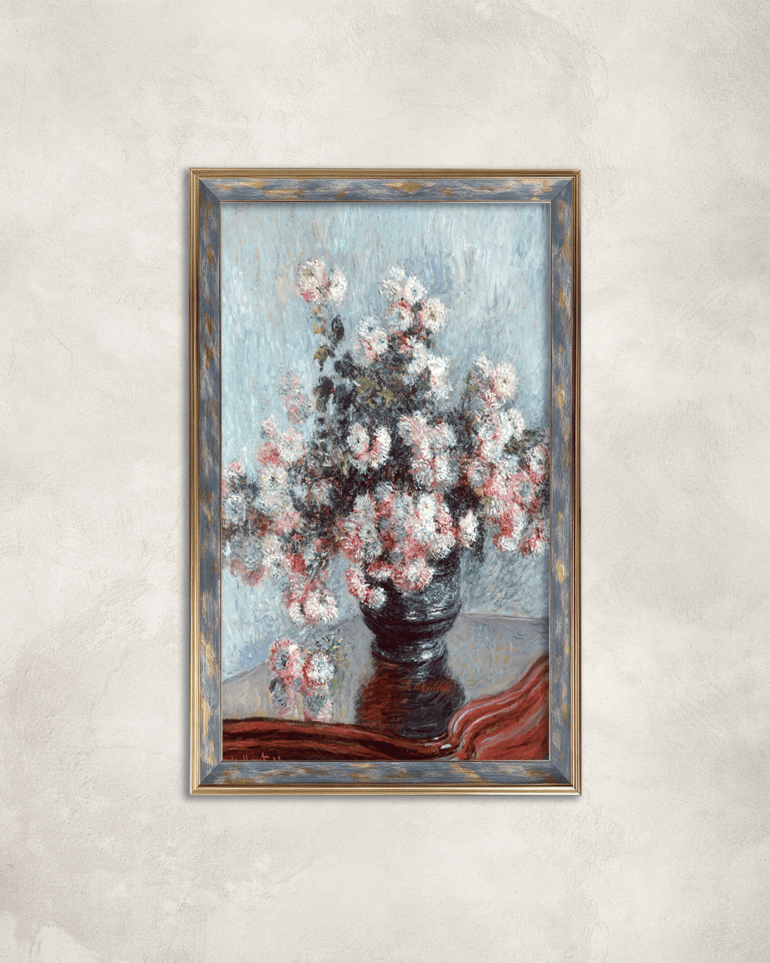 Claude Monet Krizantem Demeti Premium Çerçeveli Tek Parça Tablo 65X110 cm PRM