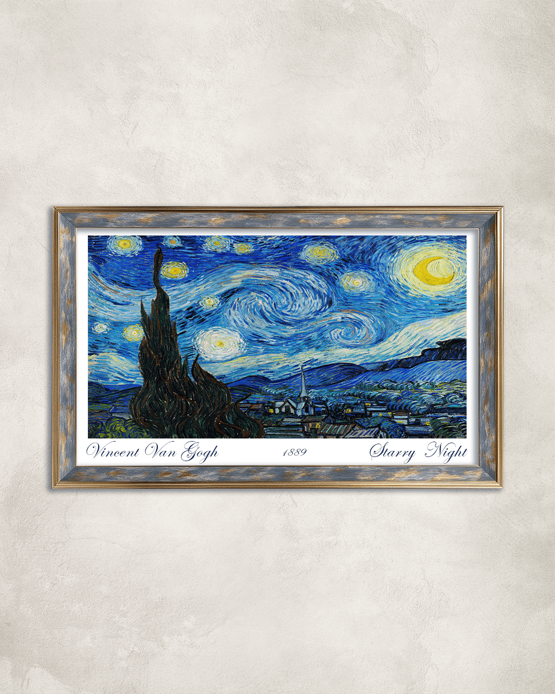 Vincent Van Gogh Starry Night Premium Çerçeveli Tek Parça Tablo 65X110 cm PRM