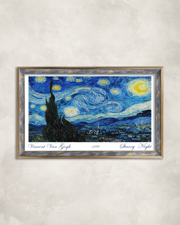 Vincent Van Gogh Starry Night Premium Çerçeveli Tek Parça Tablo 65X110 cm PRM