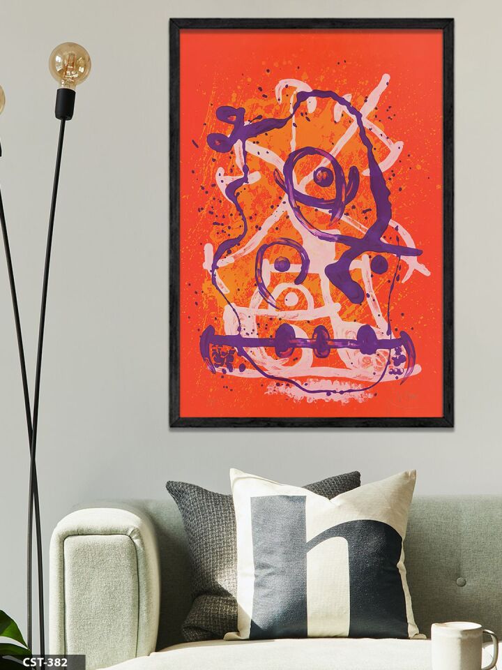 Fırça Darbeleri Tek Parça Ahşap Çerçeveli Tablo Siyah - 50 x 70 CM