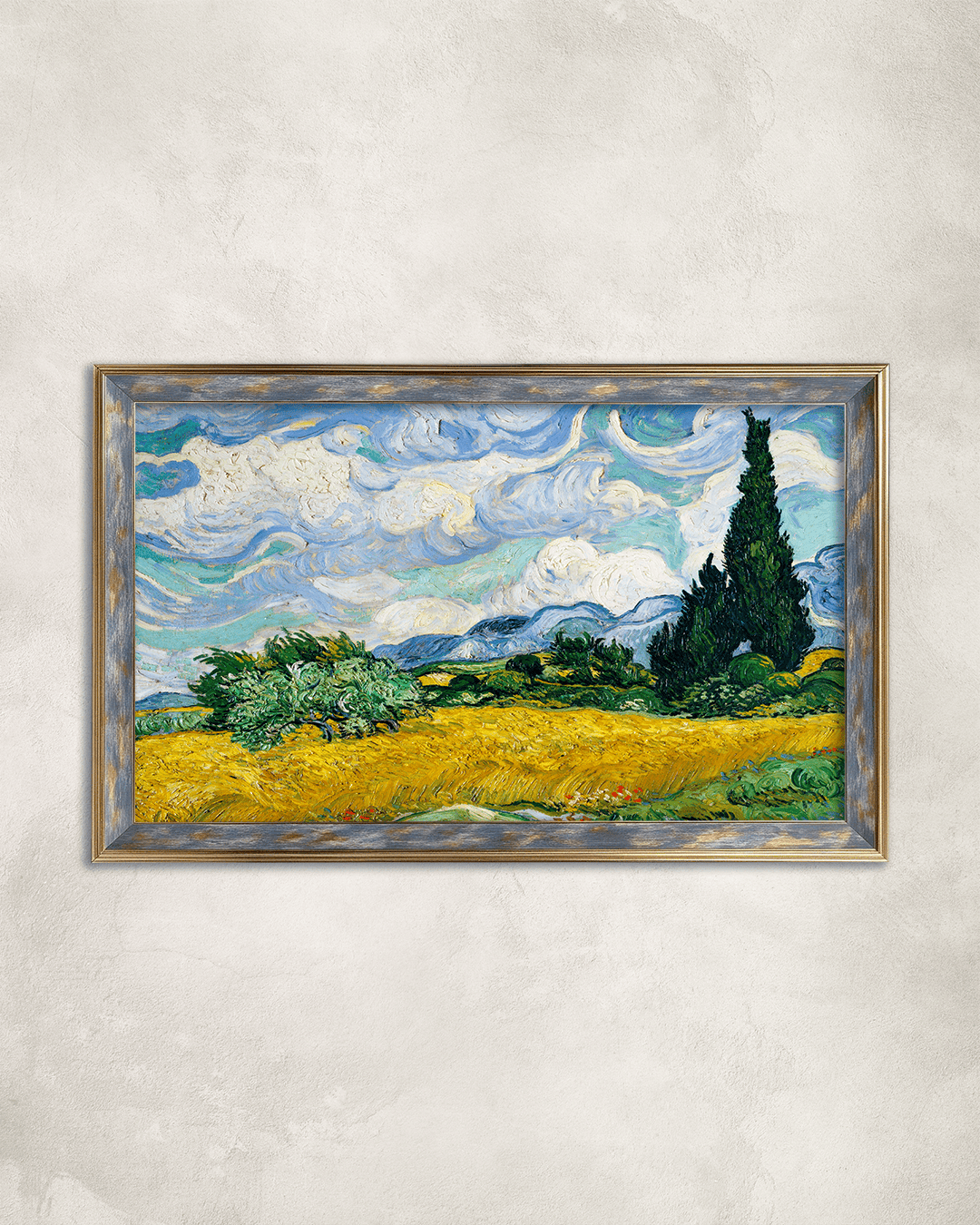 Vincent Van Gogh Selvili Çayır Premium Çerçeveli Tek Parça Tablo 65X110 cm PRM
