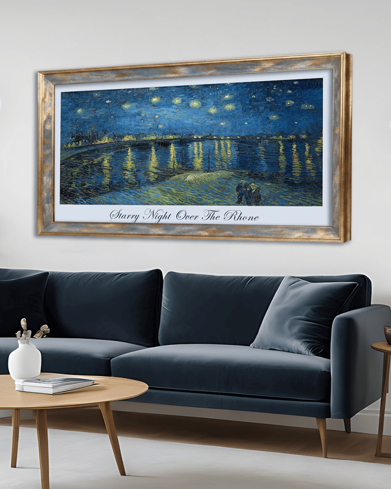 Vincent Van Gogh Starry Night Premium Çerçeveli Tek Parça Tablo 65X110 cm PRM
