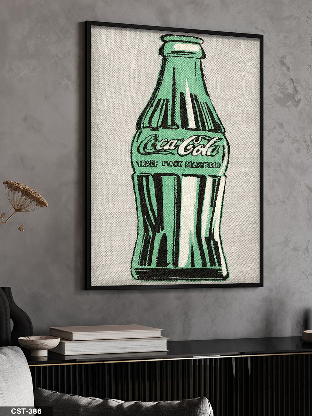 Andy Warhol Coca Cola Bottle Tek Parça Ahşap Çerçeveli Tablo Siyah - 50 x 70 CM