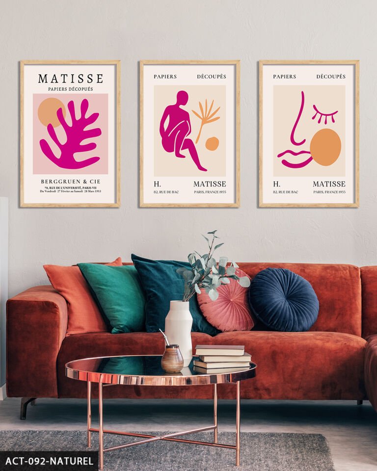 Matisse Eser 3 Parça Ahşap Çerçeveli Tablo Naturel - 30 x 40 CM