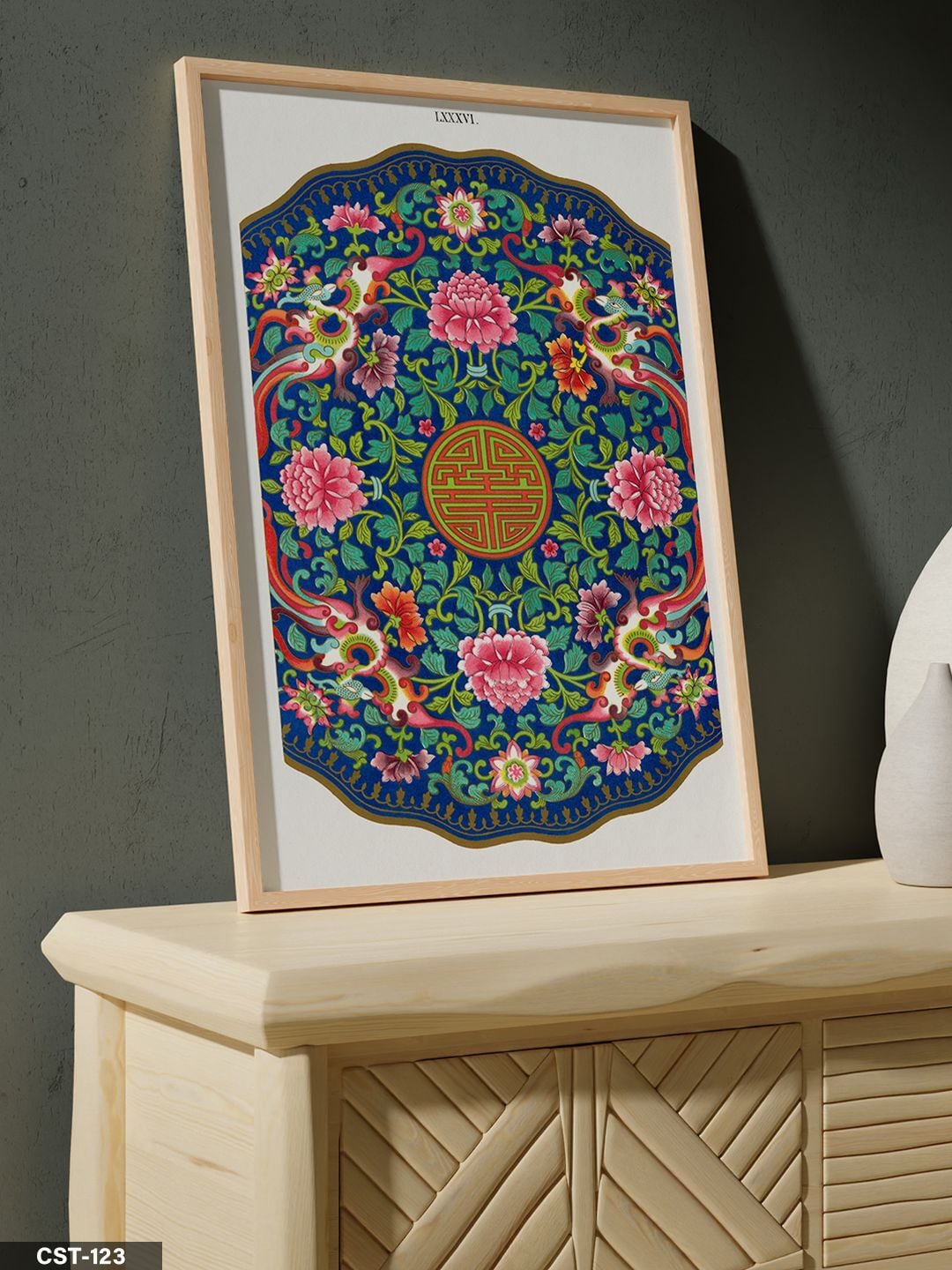 Yuvarlak Mandala Desen Tek Parça Ahşap Çerçeveli Tablo