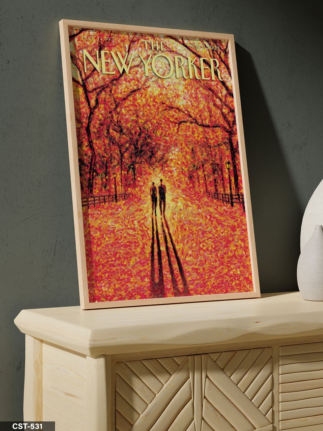 The New Yorker Poster Tek Parça Ahşap Çerçeveli Tablo Naturel - 20 x 30 CM