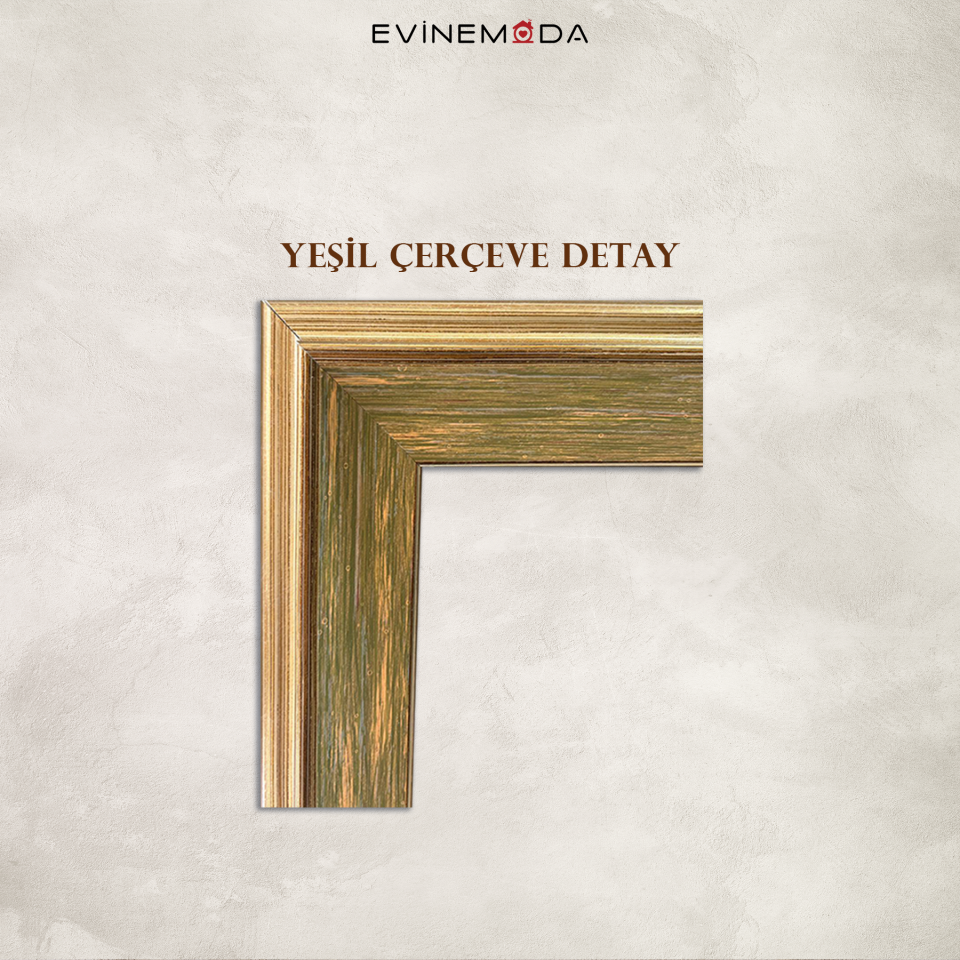 Vazoda Renkli Güller Premium Çerçeveli Tek Parça Tablo 65X110 cm PRM Yeşil