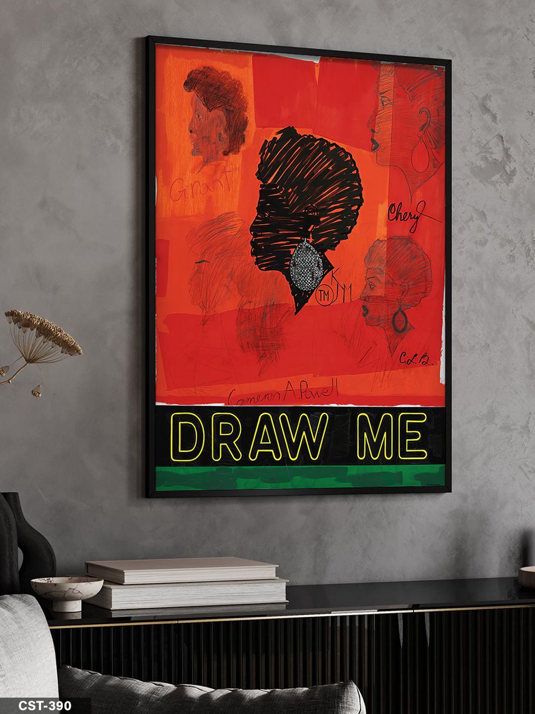 Draw Me Tek Parça Ahşap Çerçeveli Tablo Siyah - 50 x 70 CM