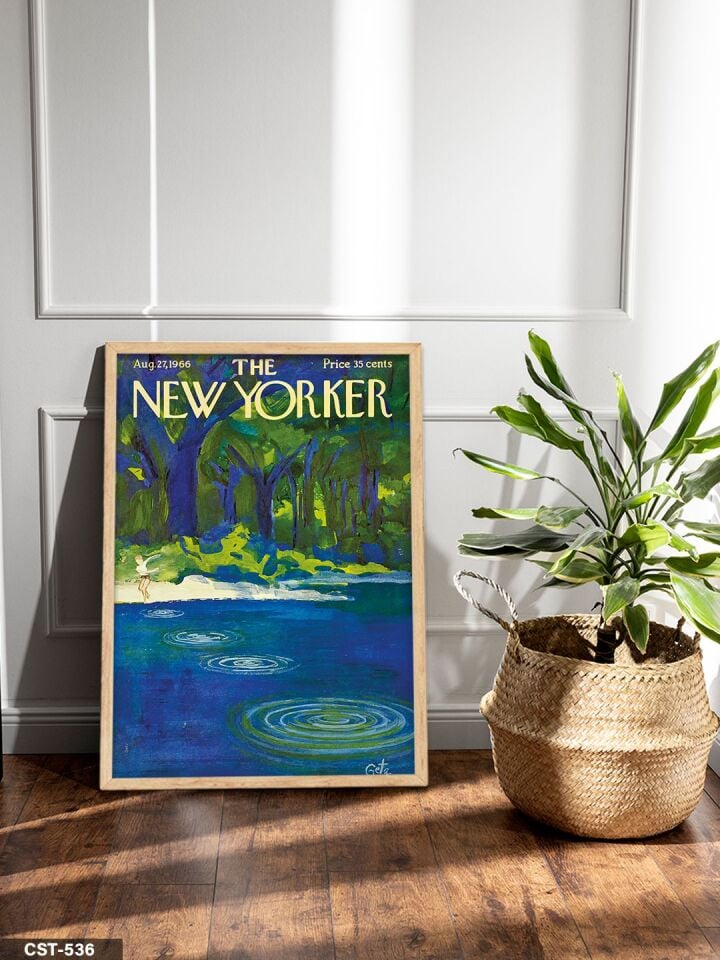 The New Yorker Poster Tek Parça Ahşap Çerçeveli Tablo Naturel - 20 x 30 CM