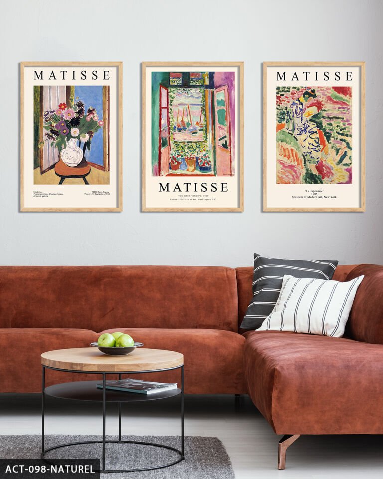 Matisse Art 3 Parça Ahşap Çerçeveli Tablo Naturel - 30 x 40 CM
