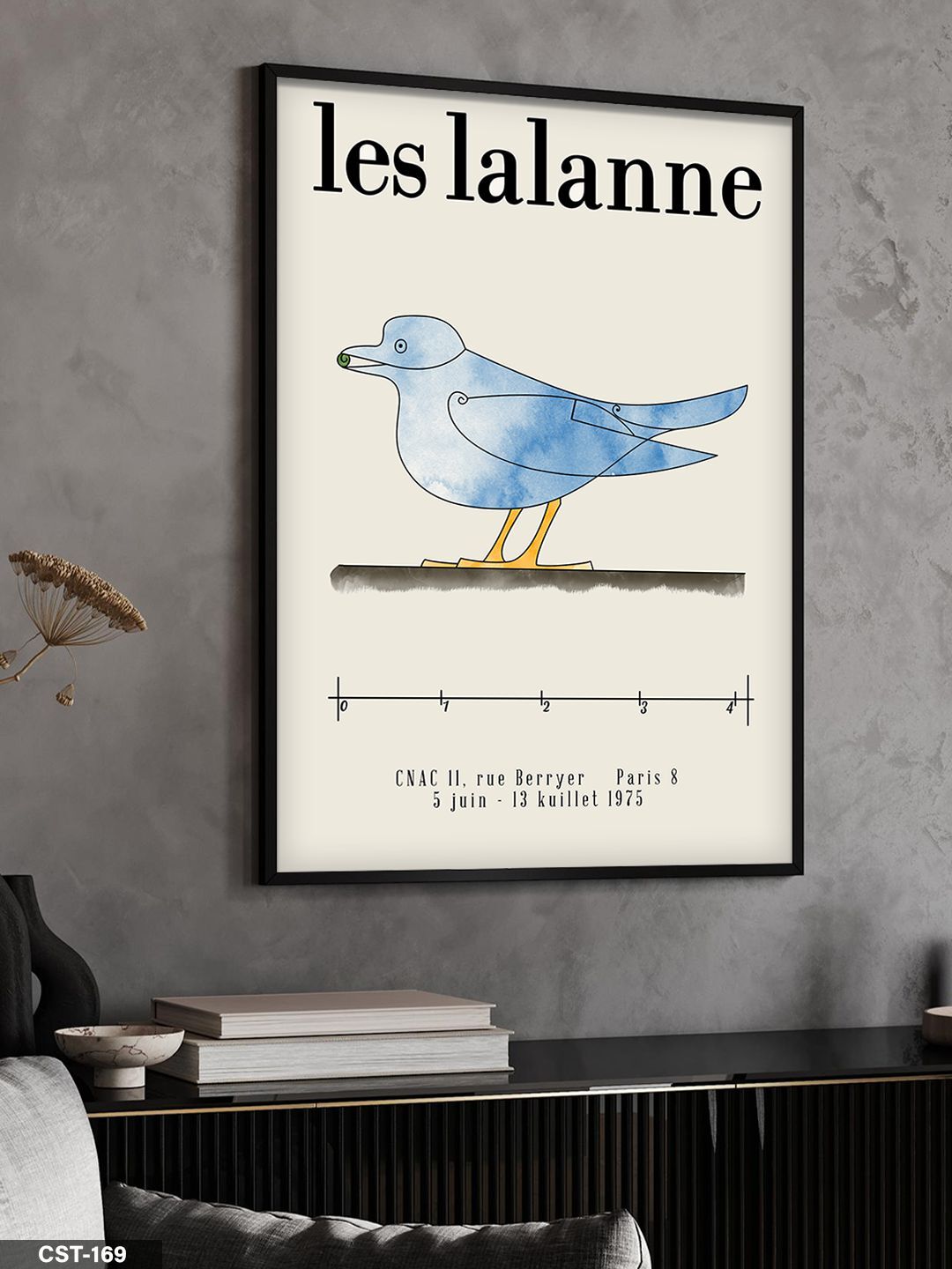 Les Lalanne - Mavi Kuş Tek Parça Ahşap Çerçeveli Tablo Siyah - 20 x 30 CM