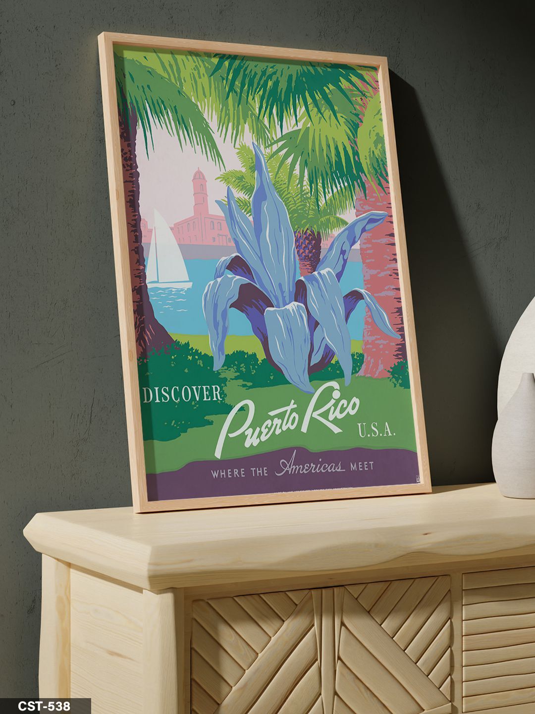 Puento Rico Tek Parça Ahşap Çerçeveli Tablo Naturel - 20 x 30 CM