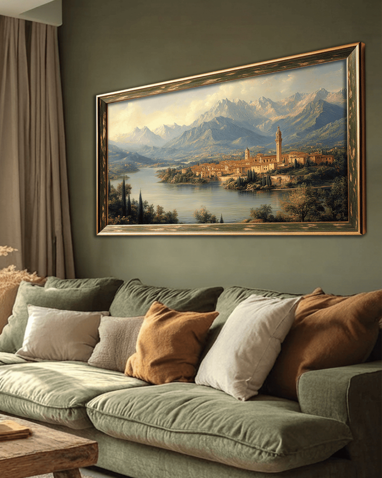 Dağlar ve Irmak Premium Çerçeveli Tek Parça Tablo 65X110 cm PRM