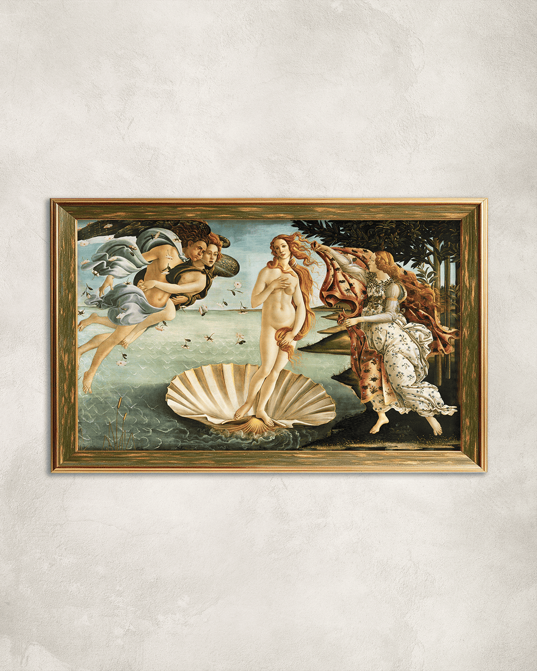 Botticelli Venüs'ün Doğuşu Premium Çerçeveli Tek Parça Tablo 65X110 cm PRM